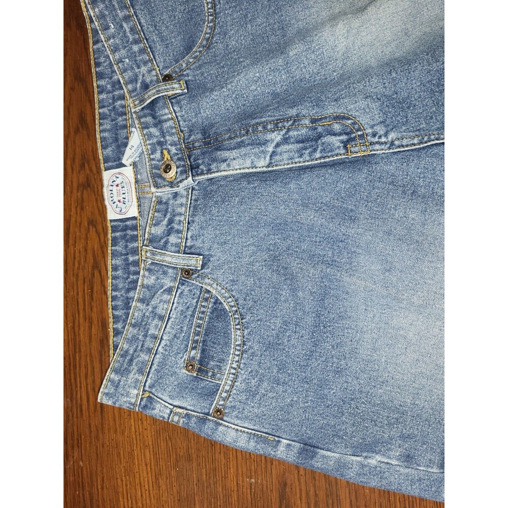 Vtg 90s Carolina Blues Center Crease Bootcut Jeans Womens 14 Rigid Cotton Flare - Picture 5 of 6